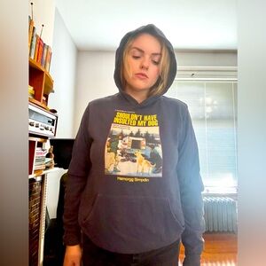 Paperback Paradise fleece lined blue hoodie SHOULDN’T HAVE INSULTED MY DOG